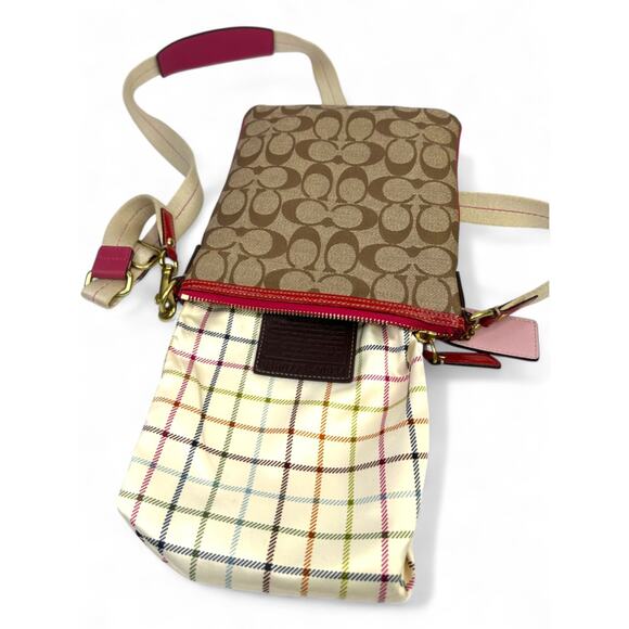 Coach Signature 2007 Pink Stripe Swingpack Crossbody Bag - Picture 15 of 16